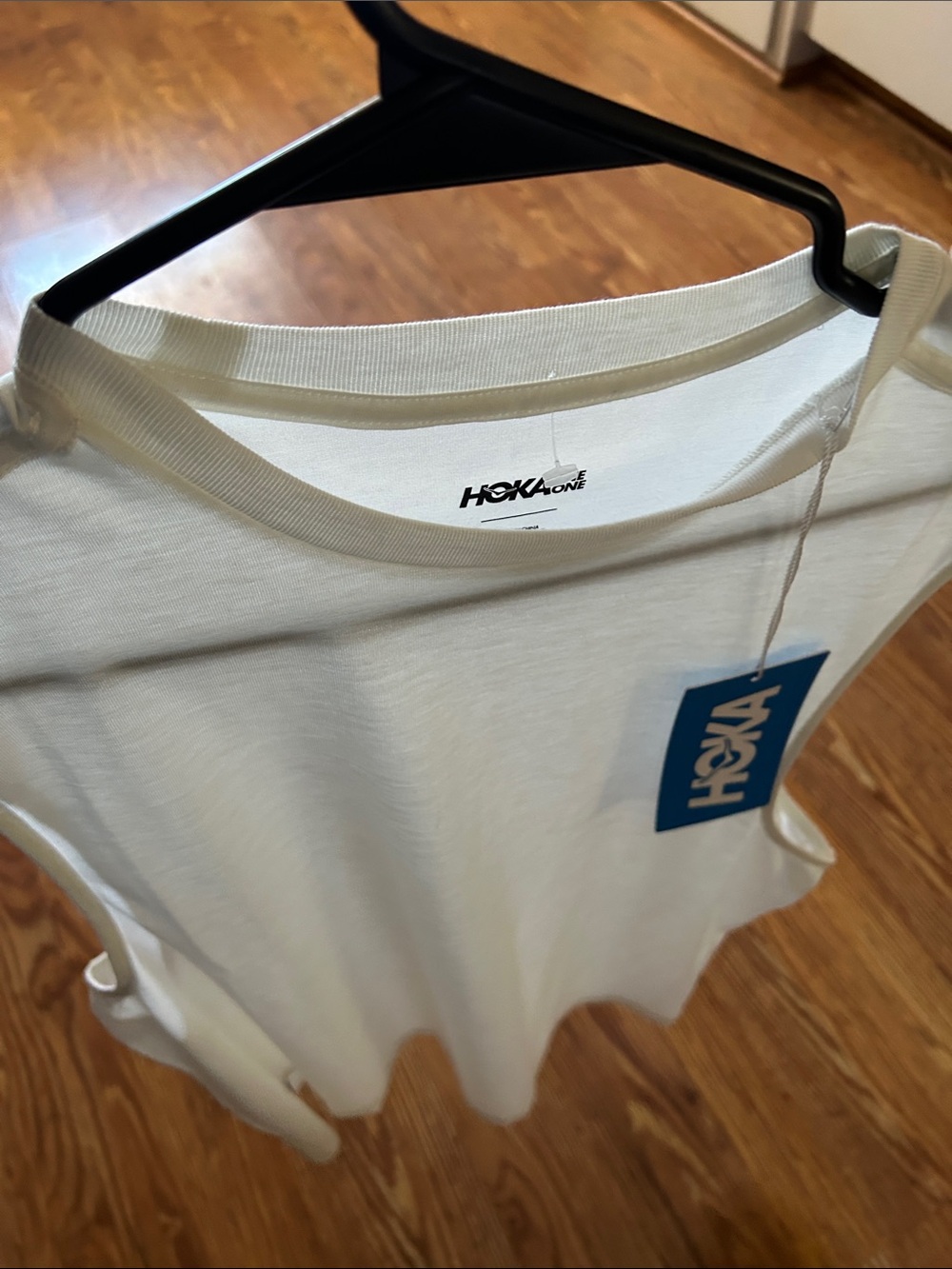 Hoka White Mens Tank Top with Logo Tag